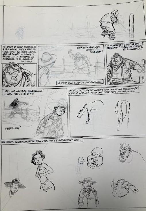 DESSIN ORIGINAL DE SERGE CARRERE POUR GUNTHRIE : PLANCHE D'ESSAI N°4