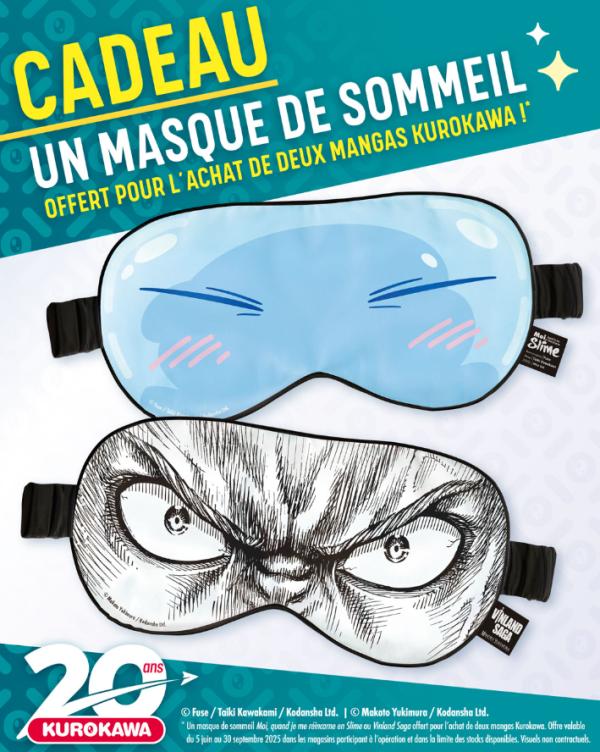 MASQUE DE SOMMEIL OFFERT POUR L'ACHAT DE 2 MANGAS KUROKAWA