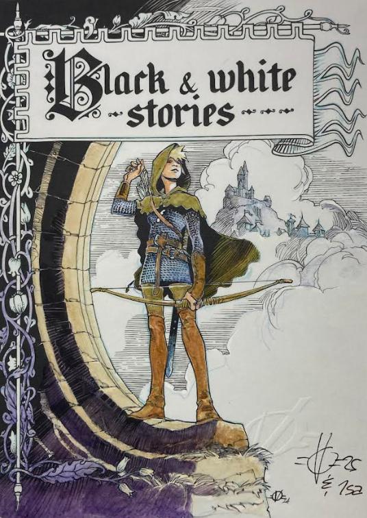 EX LIBRIS BLACK AND WHITE STORIES COULEURS ORIGINALE D'ISABELLE RABAROTSIGNÉ PAR OLIVIER VATINE N°3