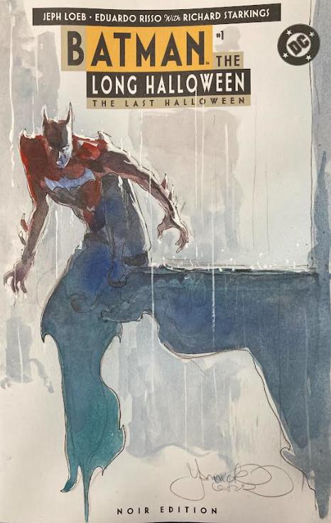 BATMAN THE LONG HALLOWEEN #1 BLANK COVER WITH ORIGINAL DRAWING BY YANNICK CORBOZ