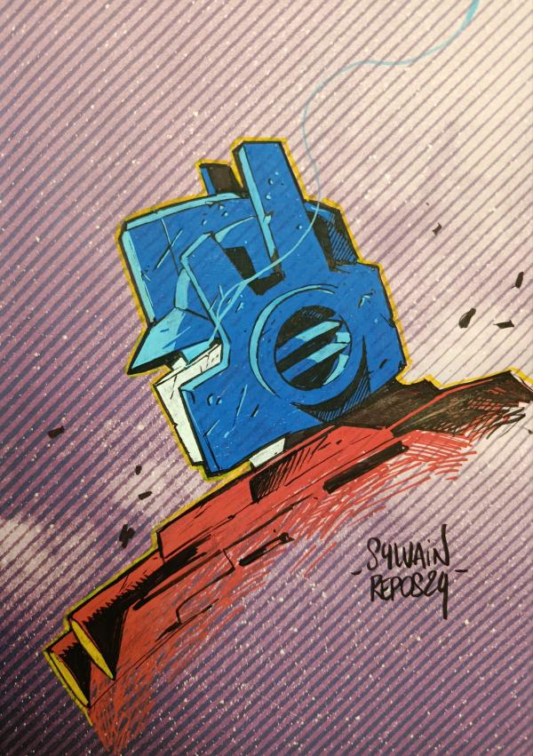 TRANSFORMERS T1 COUVERTURE EXCLUSIVE SYLVAIN REPOS - OPTIMUS SKETCH
