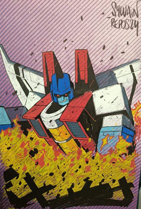 TRANSFORMERS T1 COUVERTURE EXCLUSIVE SYLVAIN REPOS - STARSCREAM FULL SKETCH
