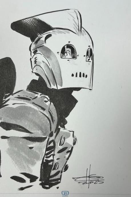 DESSIN ORIGINAL D'ERIC HERENGUEL POUR ROCKETEER : ROCKETEER N°3 AVEC CASQUE