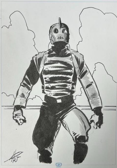 DESSIN ORIGINAL D'ERIC HERENGUEL POUR ROCKETEER : ROCKETEER PLEIN PIED