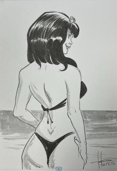 DESSIN ORIGINAL D'ERIC HERENGUEL POUR ROCKETEER : BETTY PLAN AMERICAIN
