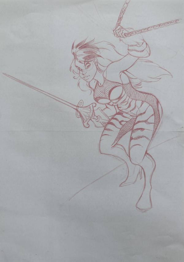 ZORYA L'ÉPÉE DE CRISTAL - CRAYONNÉ ORIGINAL A3 PAR DIDIER CRISSE