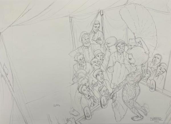 DESSIN ORIGINAL D'EMMANUEL DESPUJOL - SIDESHOW : TRIXIE SUR SCENE