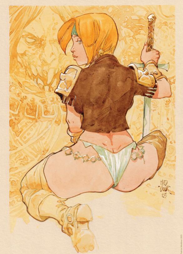 DESSIN ORIGINAL DE FABRICE MEDDOUR : GUERRIERE COULEUR N°8