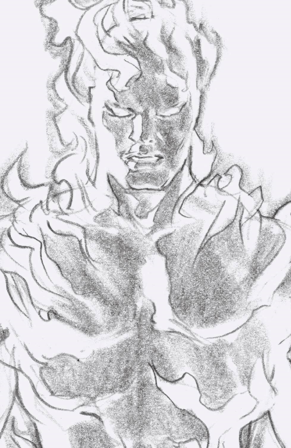 FANTASTIC FOUR #24 HUMAN TORCH ALEX ROSS SKETCH VAR 1:100