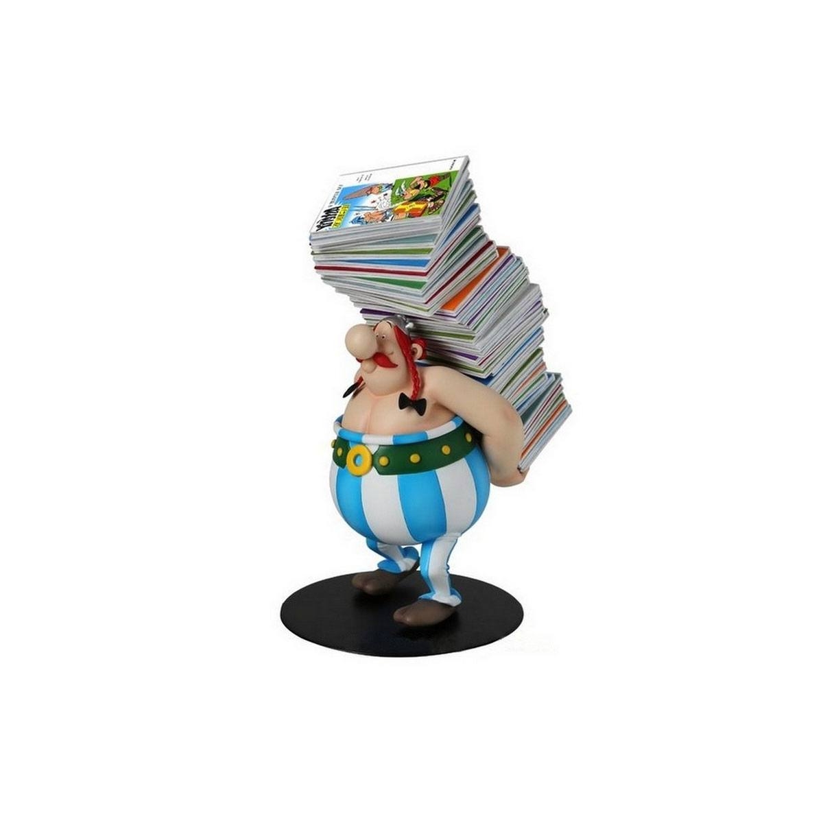 FIGURINE OBELIX ET SA PILE D'ALBUMS