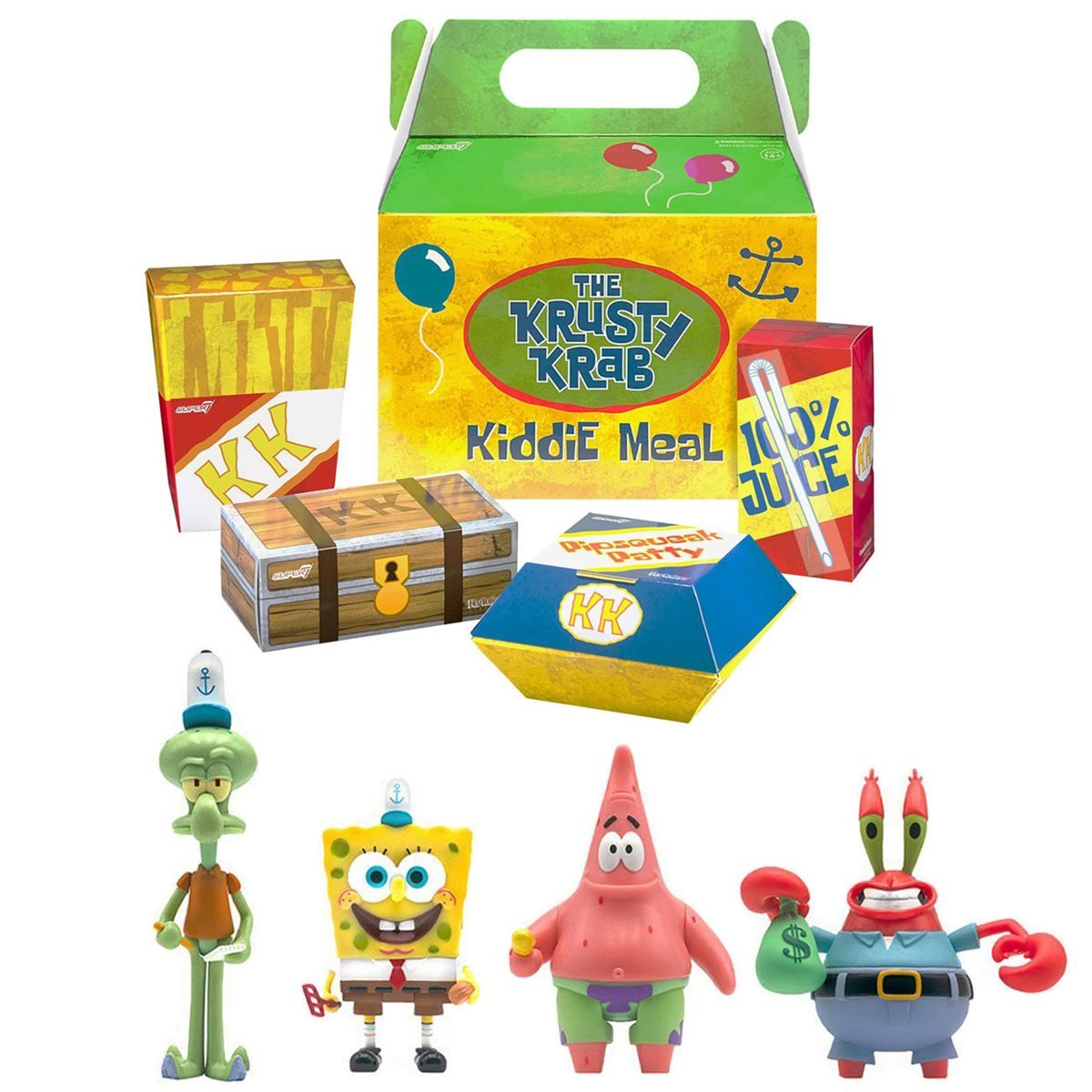 Bob l´éponge Pack 4 Figurines ReAction Krusty Krab Meal NYCC 10 cm