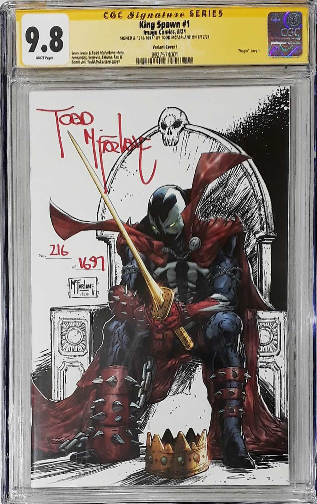 KING SPAWN #1 CVR I 250 COPY INCV MCFARLANE SIGNED 9.8 216 / 1697