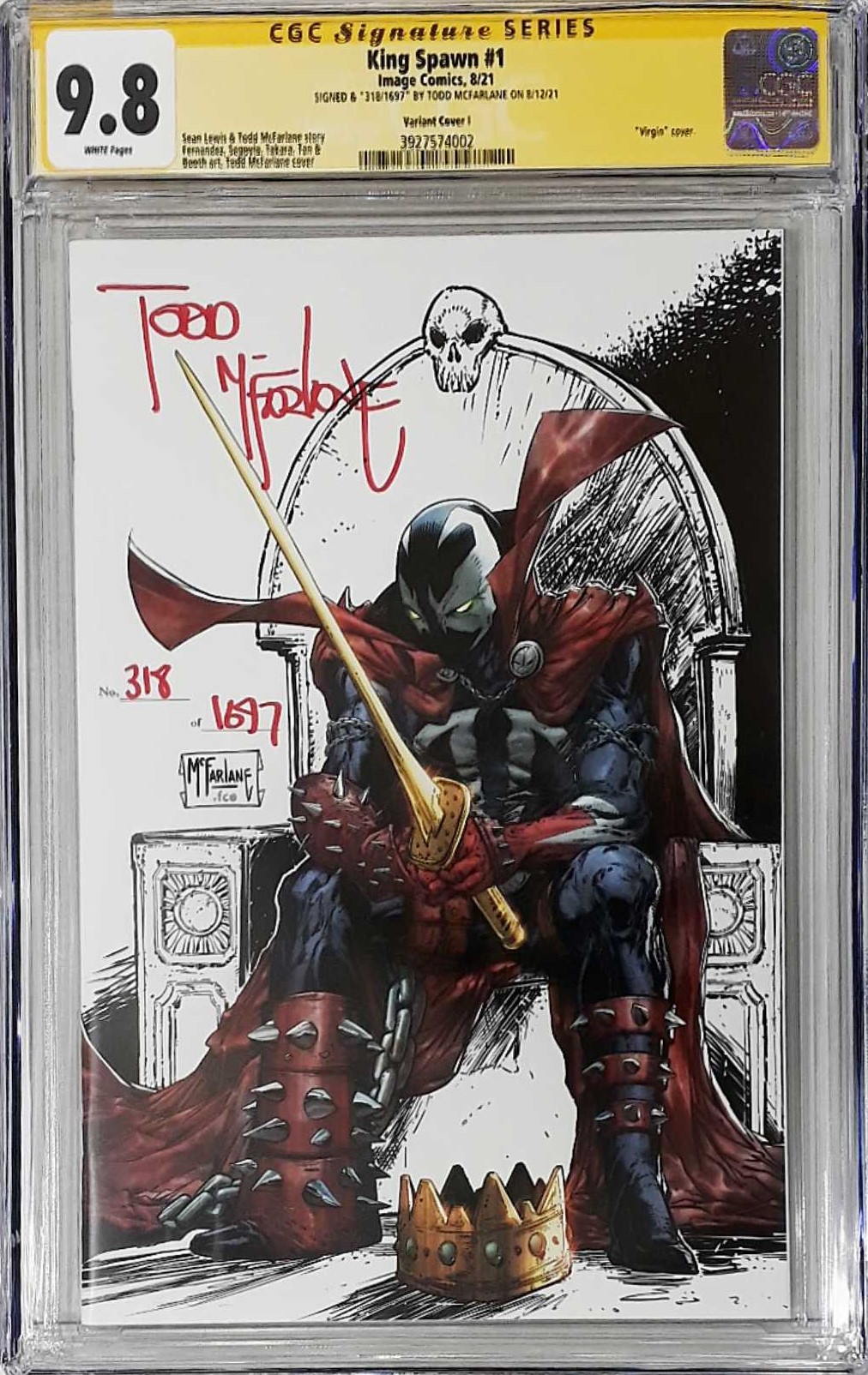 KING SPAWN #1 CVR I 250 COPY INCV MCFARLANE SIGNED 9.8 318 / 1697
