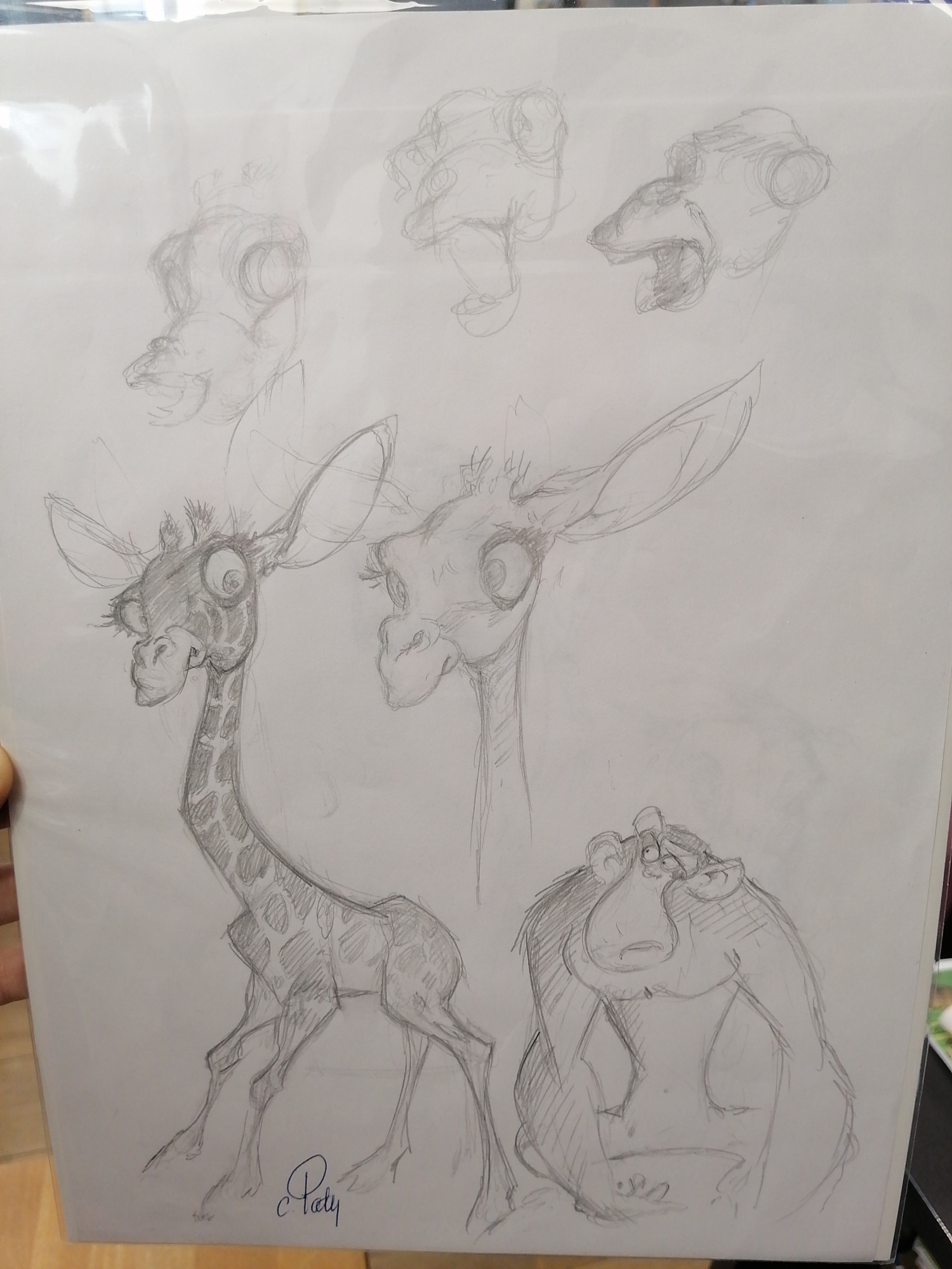 DESSIN ORIGINAL CHRISTIAN PATY GIRAFE SINGE