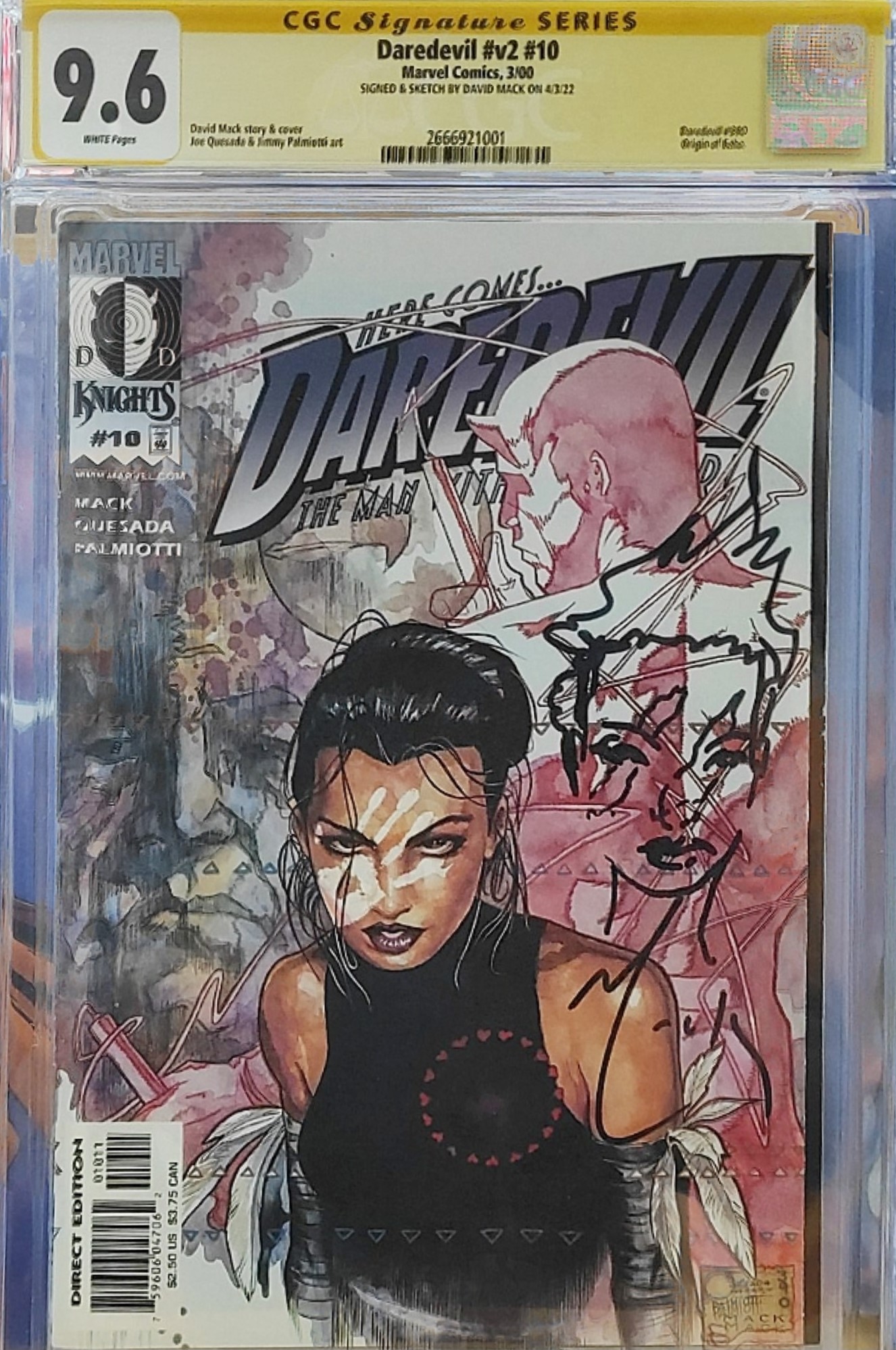 DAREDEVIL V2 #10 SIGNED AND SKETCH BY DAVID MACK 9.6