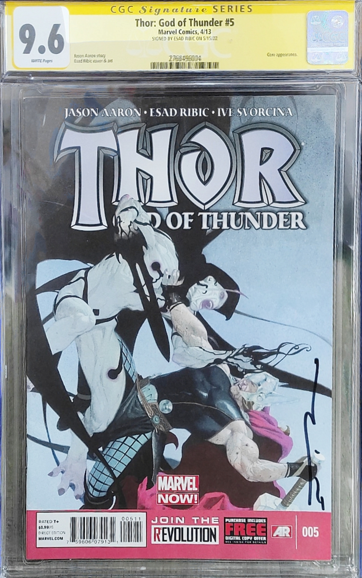 THOR : GOD OF THUNDER #5 SIGNED 9.6