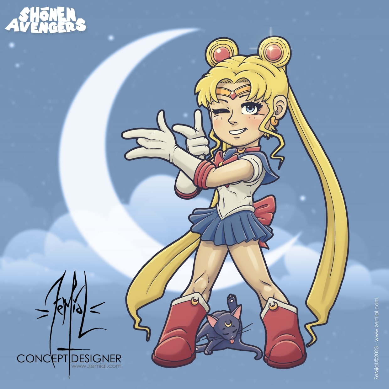 PRINT EXCLUSIF BY ZEMIAL SAILOR MOON SIGNÉ (SHONEN AVENGERS)