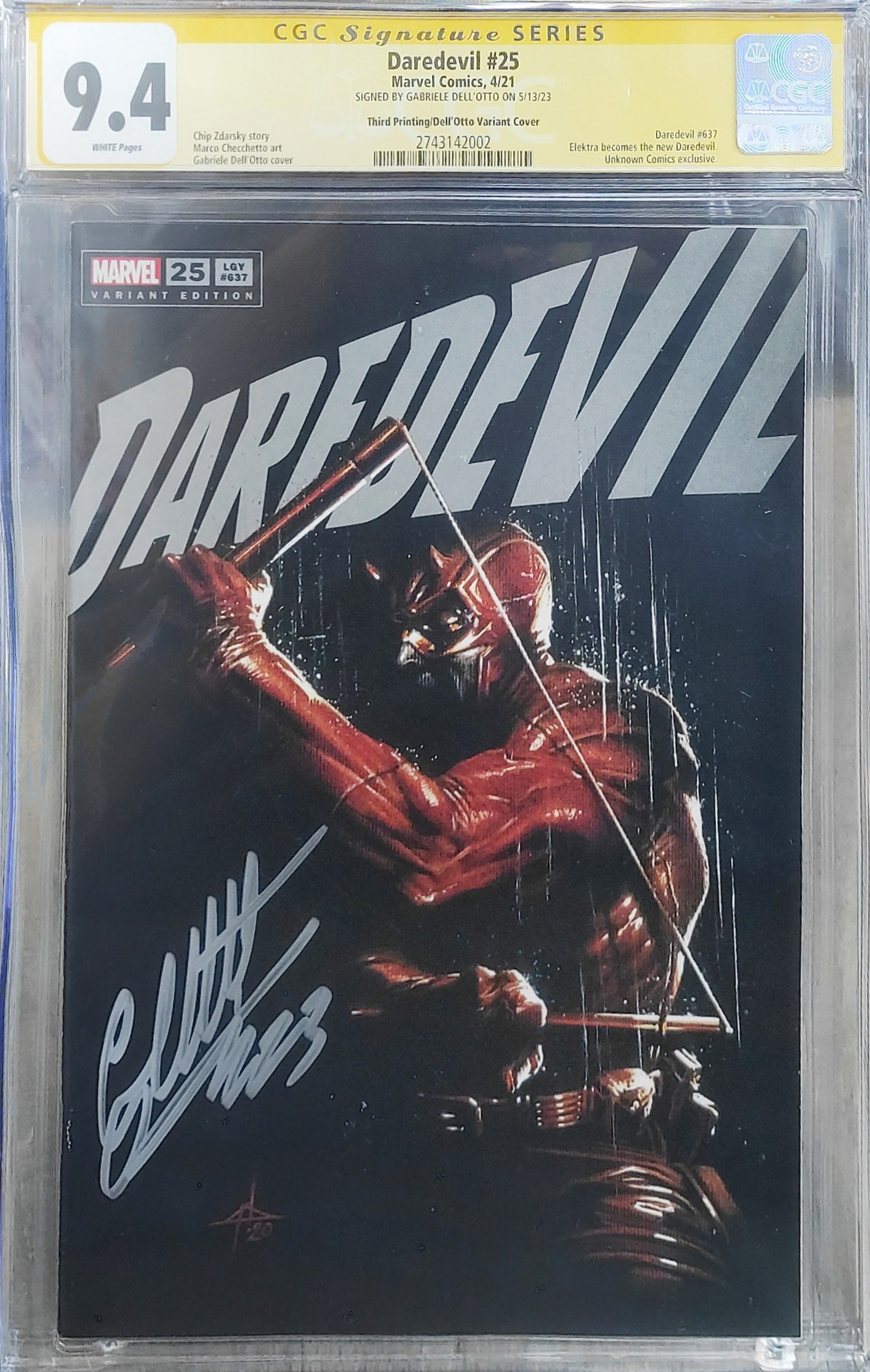 DAREDEVIL #25 THIRD PRINTING DELL'OTTO VARIANT 9.4