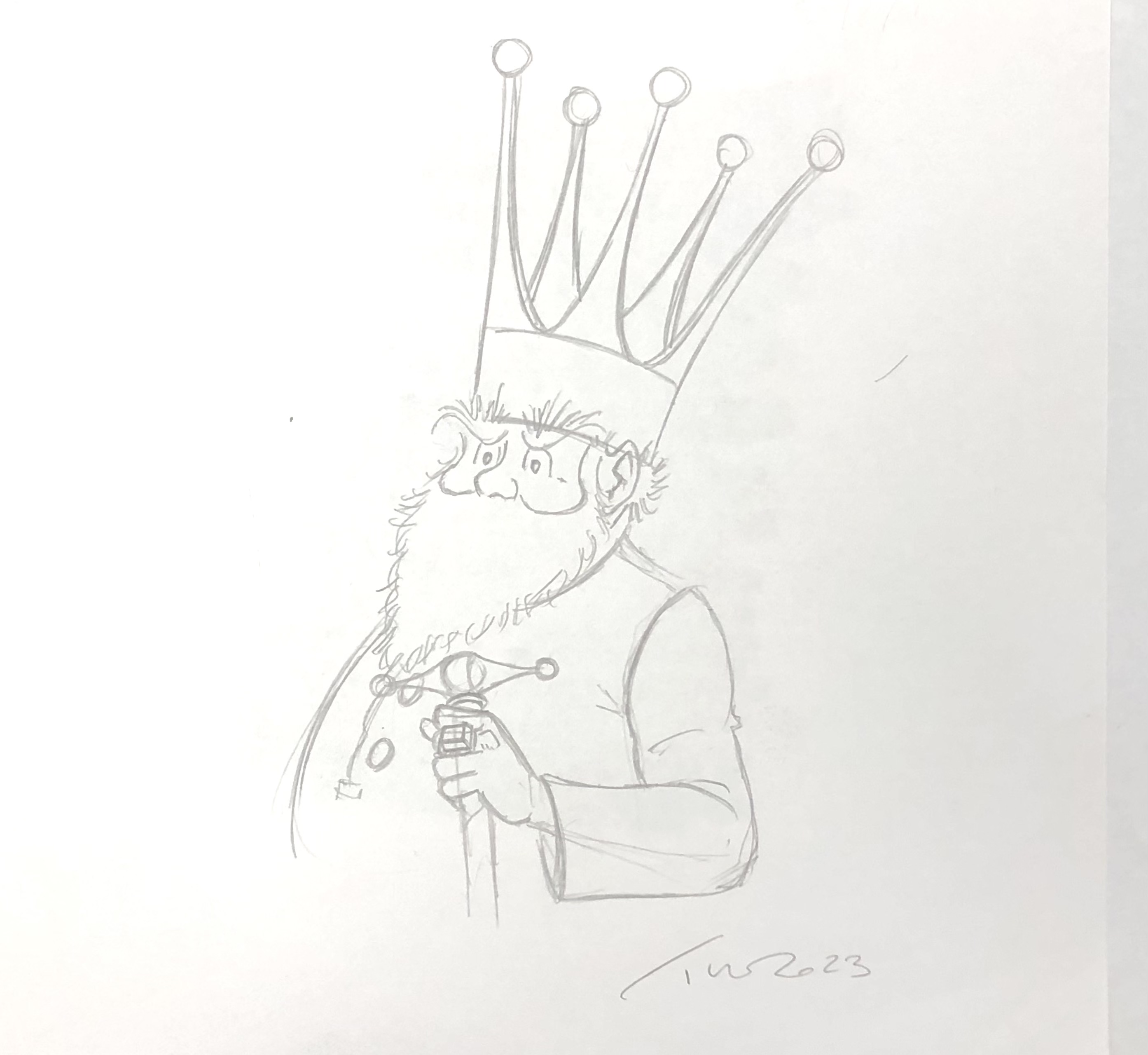 DESSIN ORIGINAL DE TURF POUR LA NEF DES FOUS : LE ROI ET SON SCEPTRE
