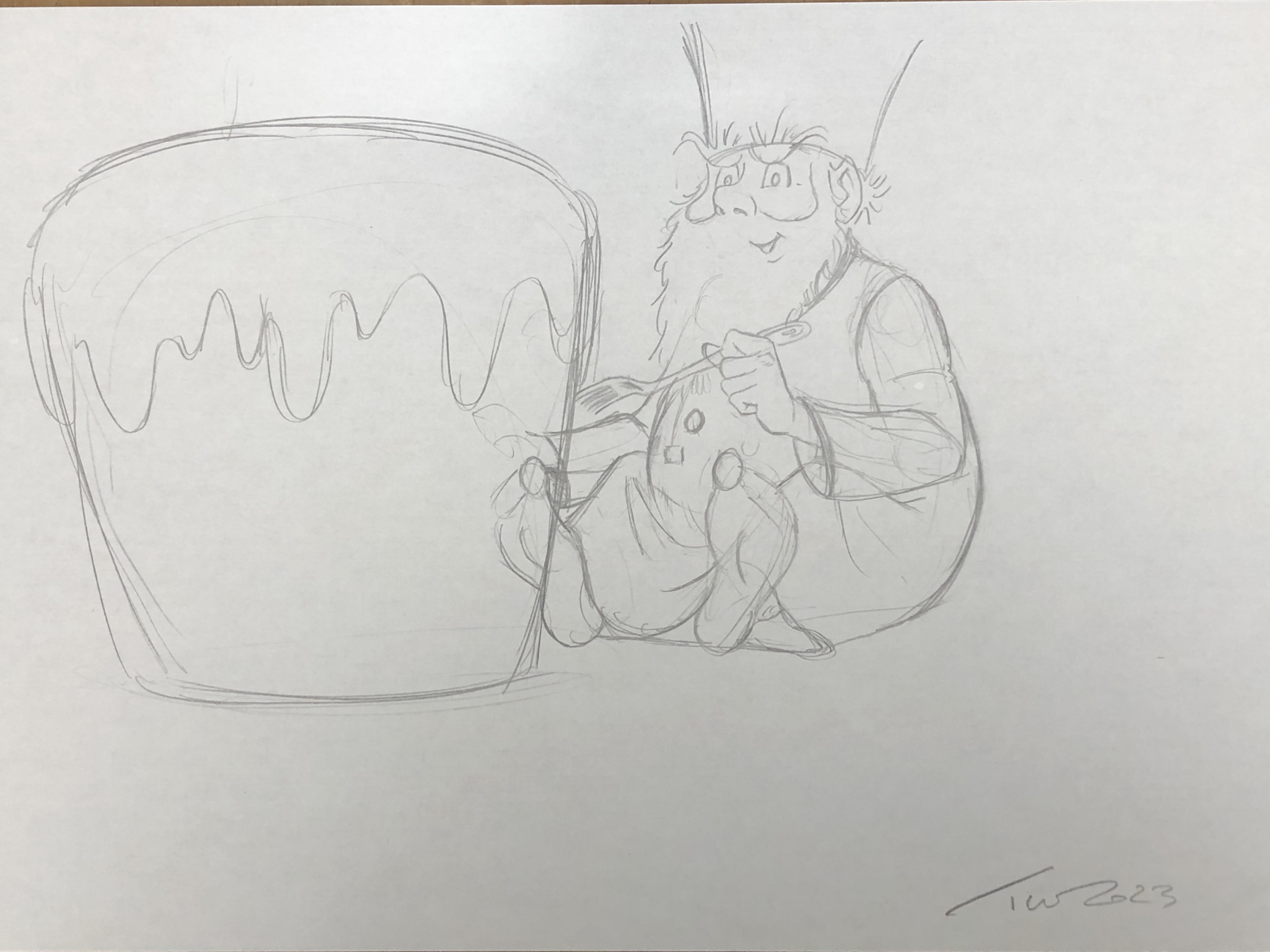 DESSIN ORIGINAL DE TURF POUR LA NEF DES FOUS : LE ROI ET SON GATEAU