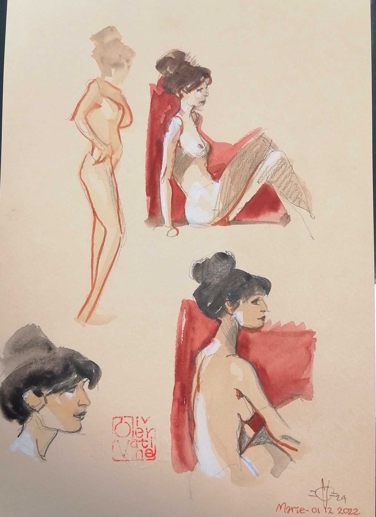 FEMME NUE N°7 OLIVIER VATINE ORIGINAL