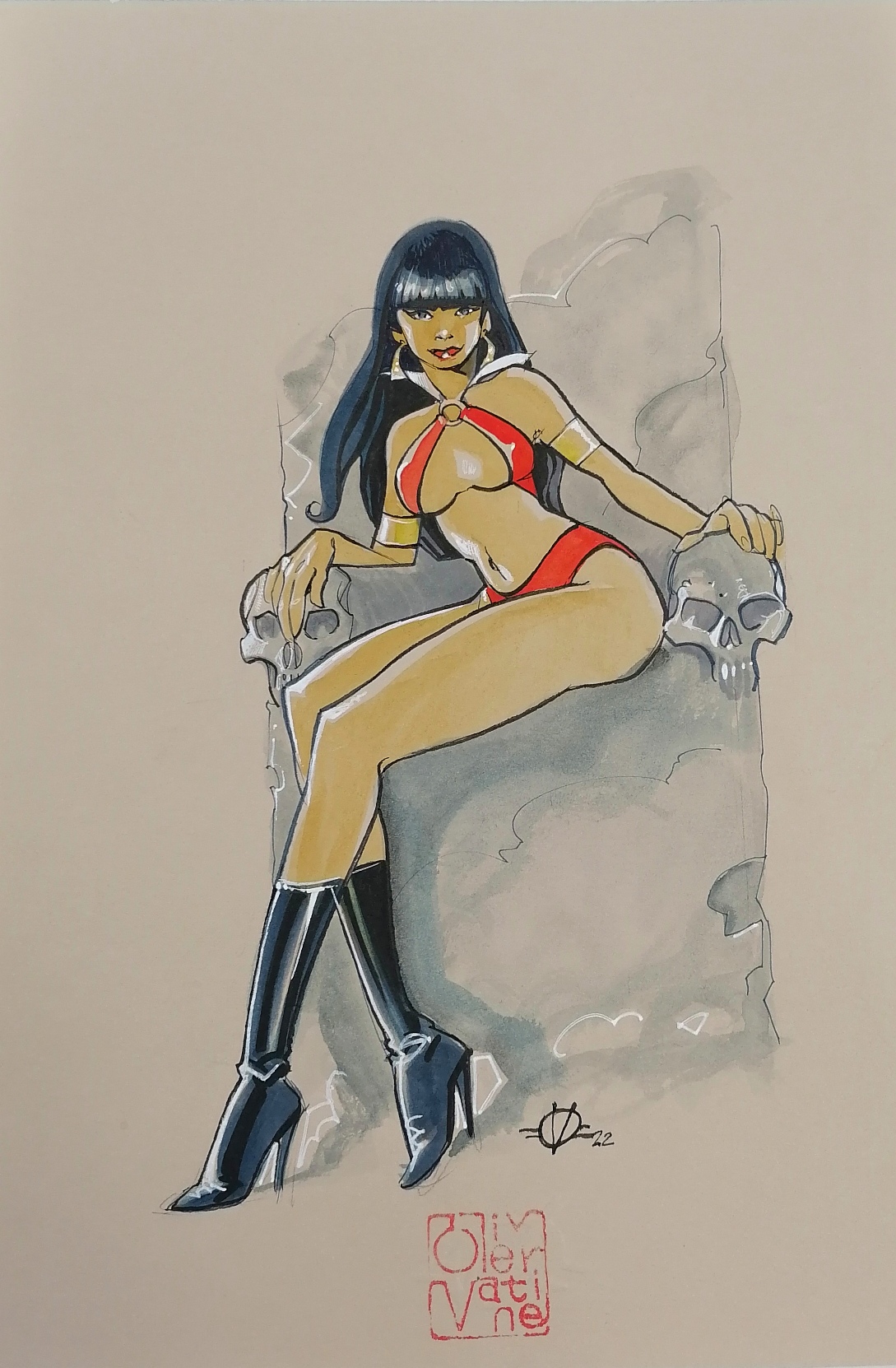 VAMPIRELLA HOMMAGE PAR OLIVIER VATINE - DESSIN ORIGINAL