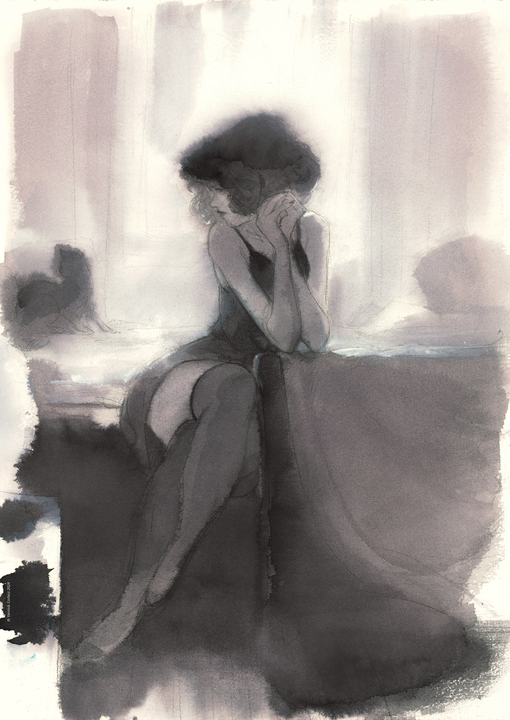 ASSISE PAR YANNICK CORBOZ (LE VOLEUR D'AMOUR) - PRINT A3 NUMEROTÉ ET SIGNÉ