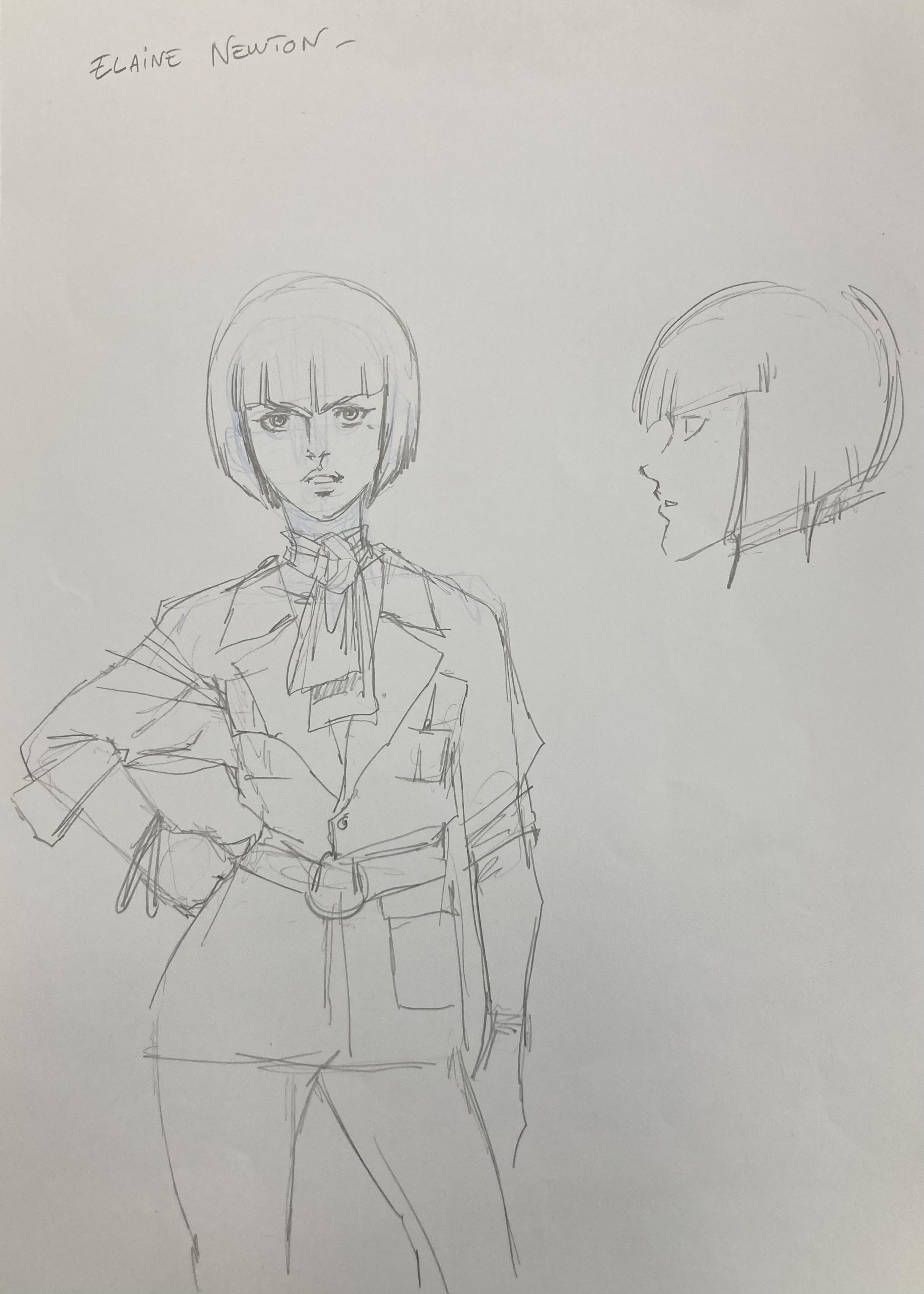 DESSIN ORIGINAL D'ALEXIS TALLONE POUR CAPITAINE FLAM : FICHE DE PERSONNAGE POUR ELAINE NEWTON