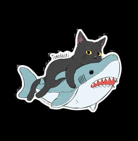 Tomodachi Cat & Shark Sticker