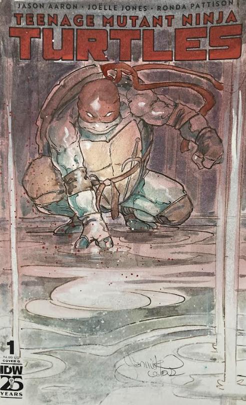 TEENAGE MUTANT NINJA TURTLES #1 BLANK COVER WITH ORIGINAL DRAWING BY YANNICK CORBOZ