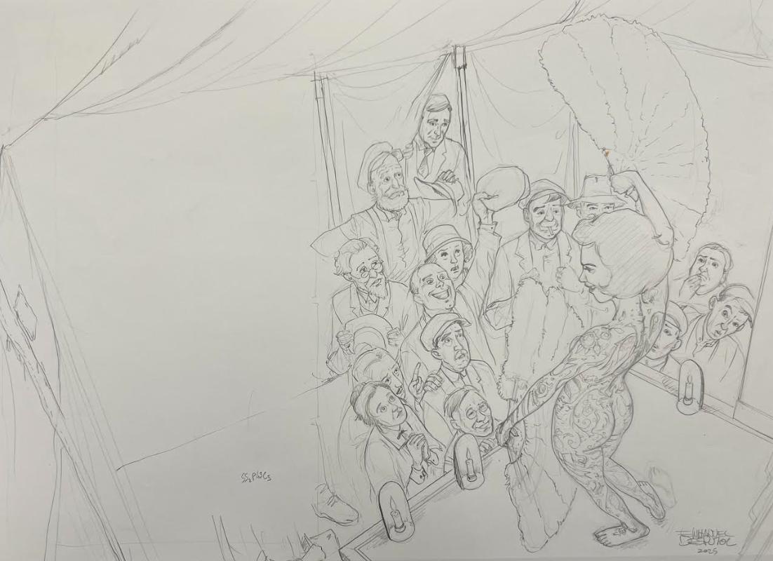 DESSIN ORIGINAL D'EMMANUEL DESPUJOL - SIDESHOW : TRIXIE SUR SCENE